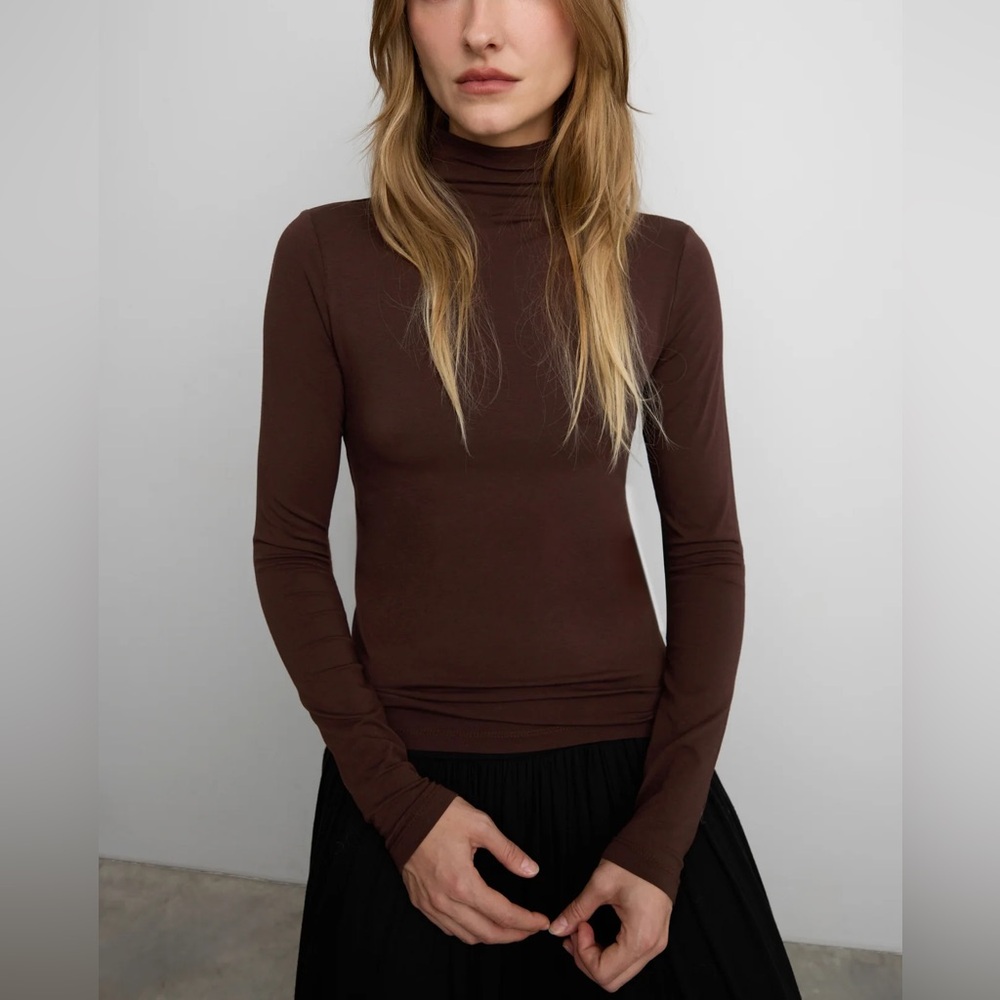 OAK + FORT Chocolate Long Sleeve Turtleneck